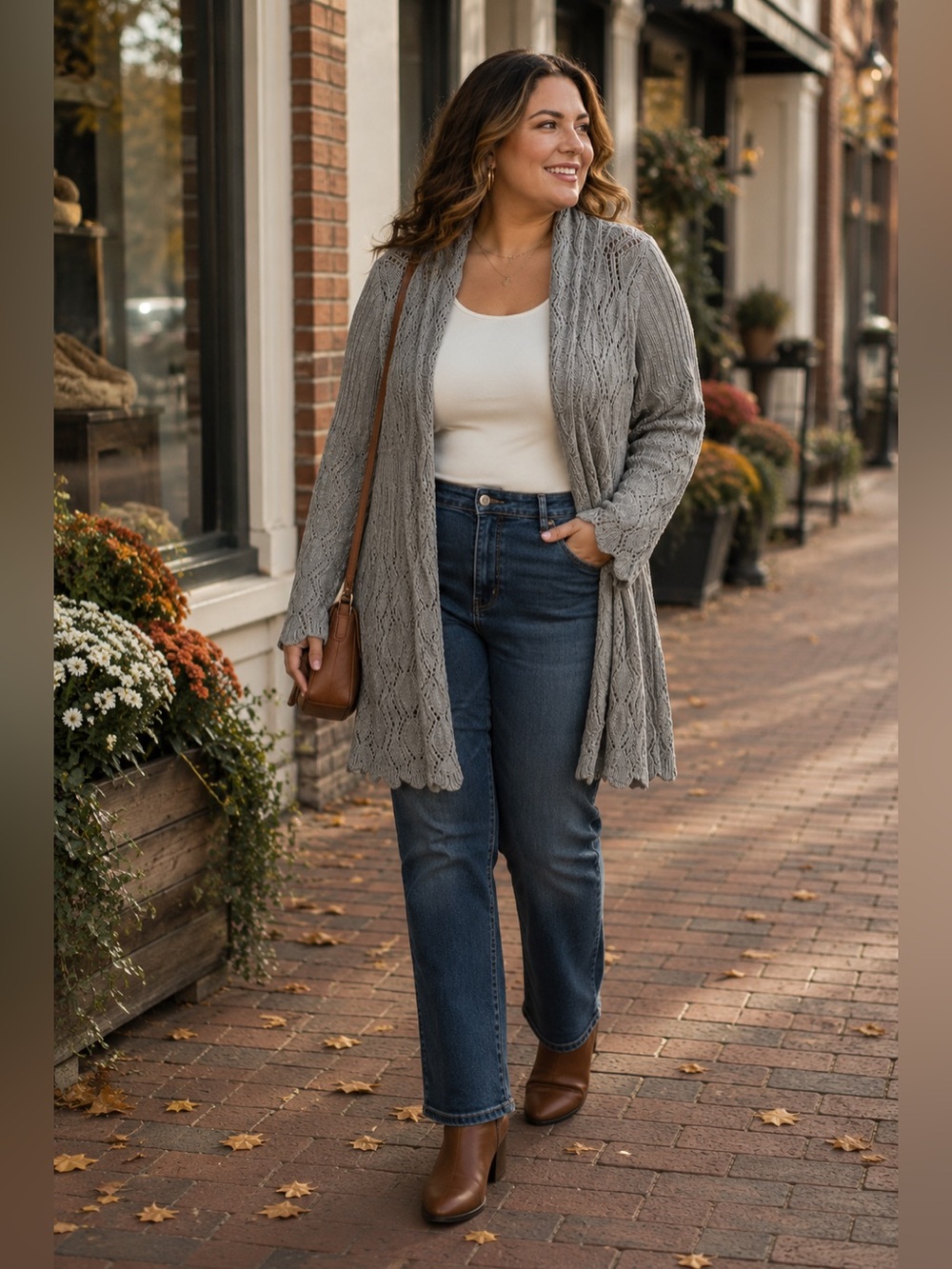 Apt. 9 Gray Open Knit Shawl Collar Long Cardigan Sweater XL Boho